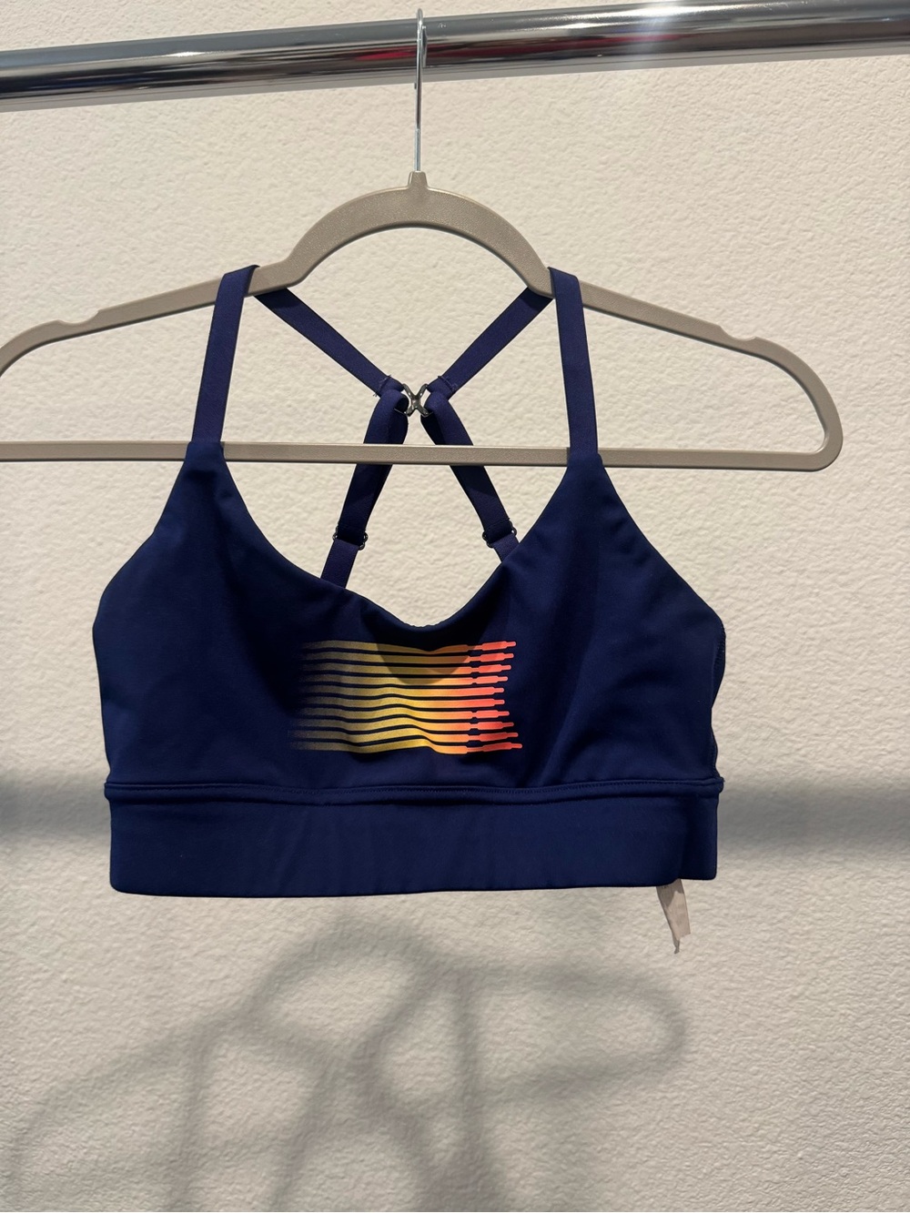 Savage X Fenty Navy Sports Bra with Sunset Stripe